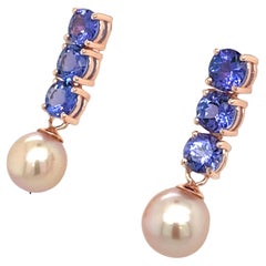 Clous d'oreilles en argent sterling 925 avec tanzanite naturelle taille ronde facettée de 5,5 mm