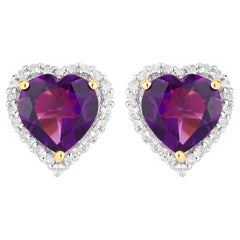 Orecchini di ametista Topazio bianco 3,46 carati Argento placcato oro giallo 18K