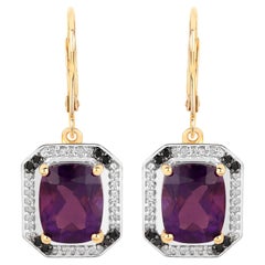 Boucles d'oreilles Améthyste avec Topaze blanche 5.52 Carats Argent plaqué or