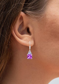 Amethyst Earrings Withl Tanzanite 3.92 Carats Sterling Silver