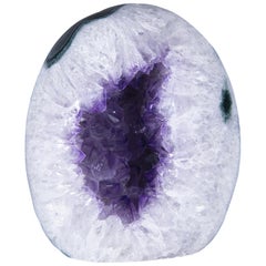 Amethyst Egg Geode Surrounded by Agate White Quartz and Green Celadonite