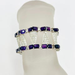 Amethyst Emerald Cut and White Diamond Bracelet in Platinum & Palladium