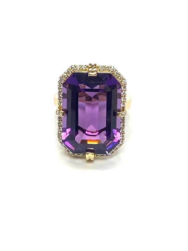 Bague Goshwara en améthyste taille émeraude et diamants en vente 2