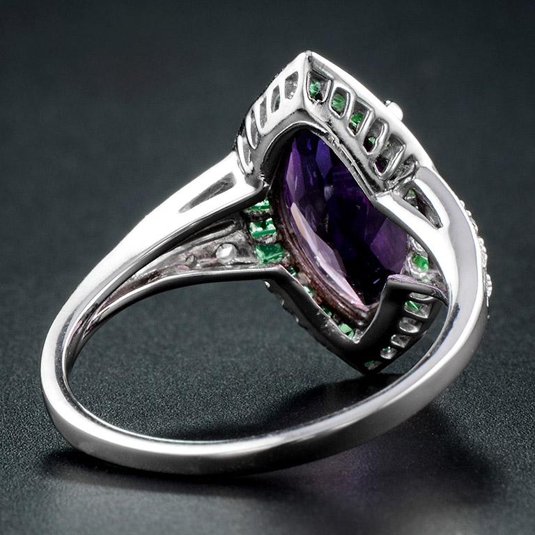 amethyst and emerald engagement ring