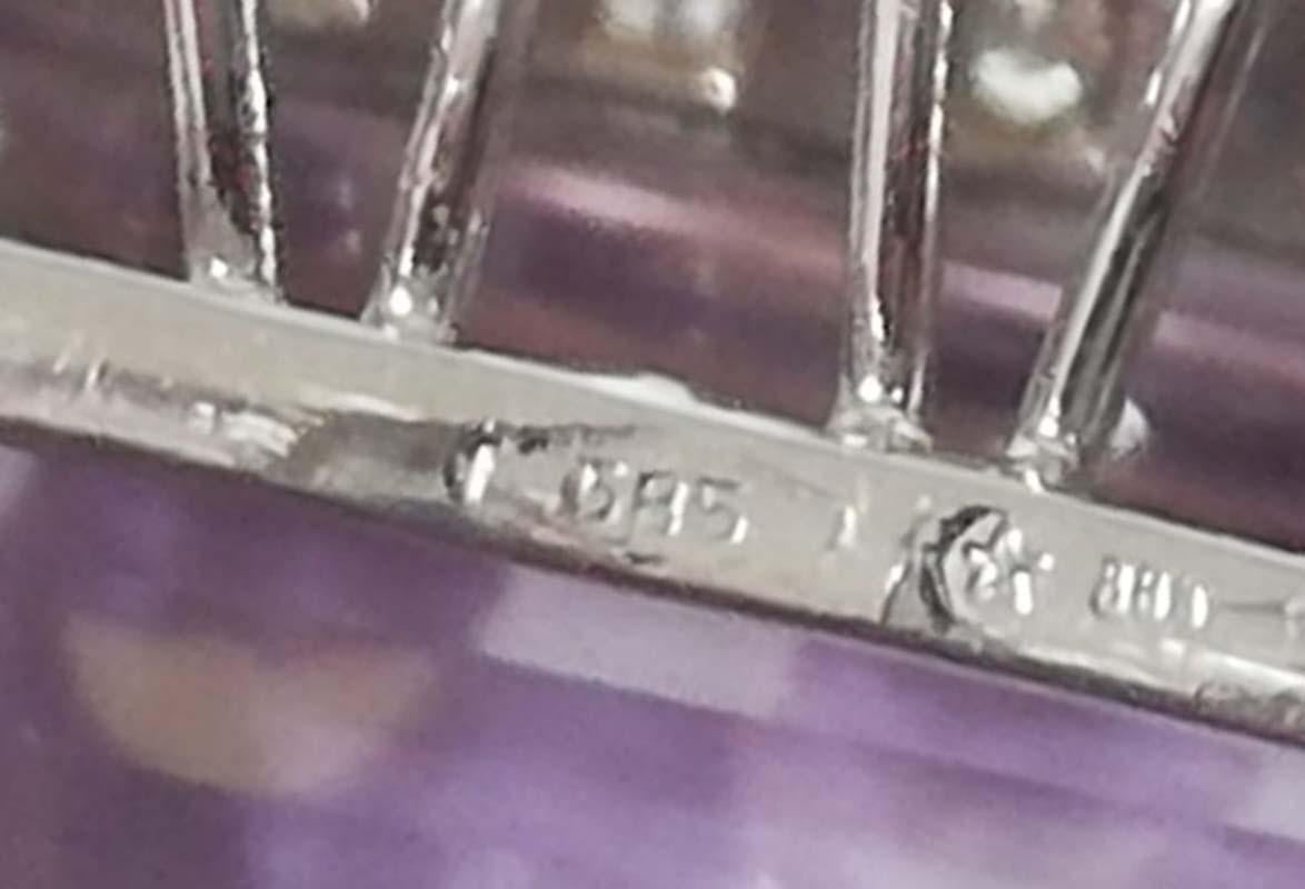 Ametista, smeraldi, zaffiri multicolore, diamanti, collana in oro bianco 14 carati in vendita 1