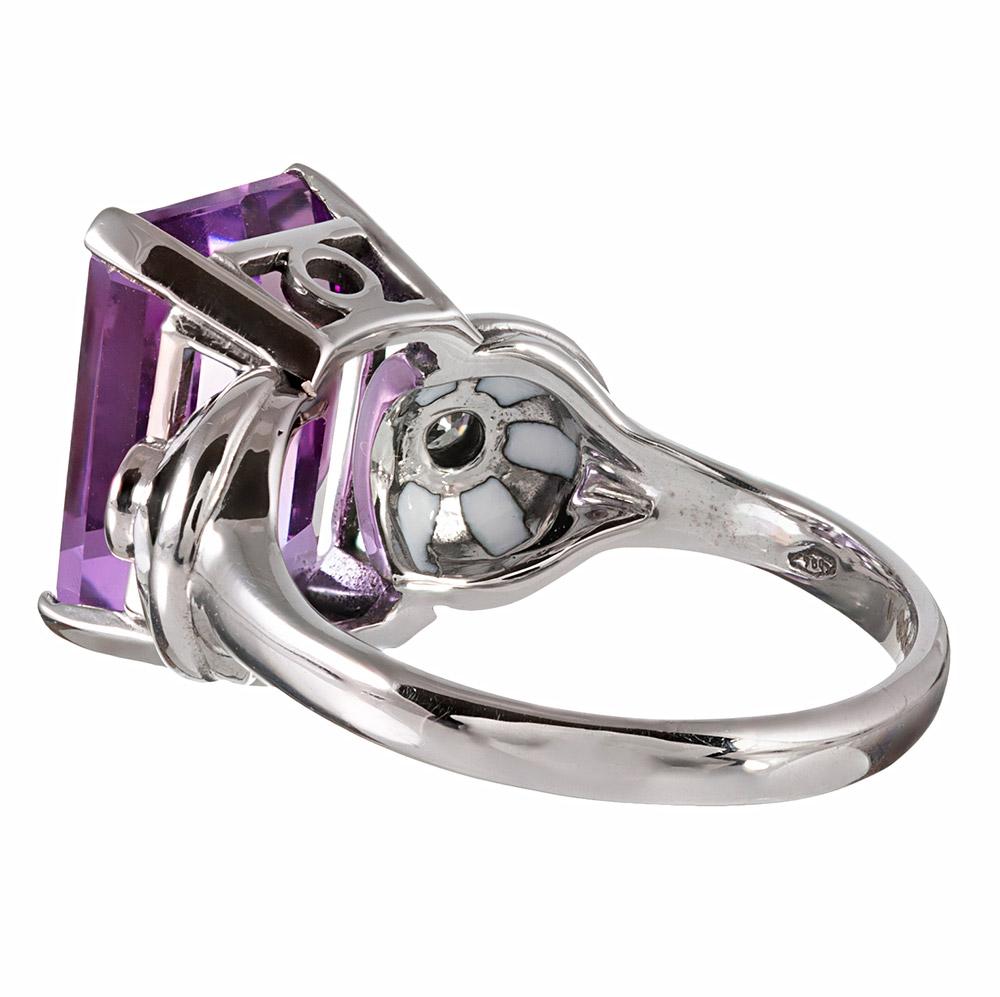 Masriera  Amethyst, Enamel and Diamond Ring In Excellent Condition In Carmel-by-the-Sea, CA