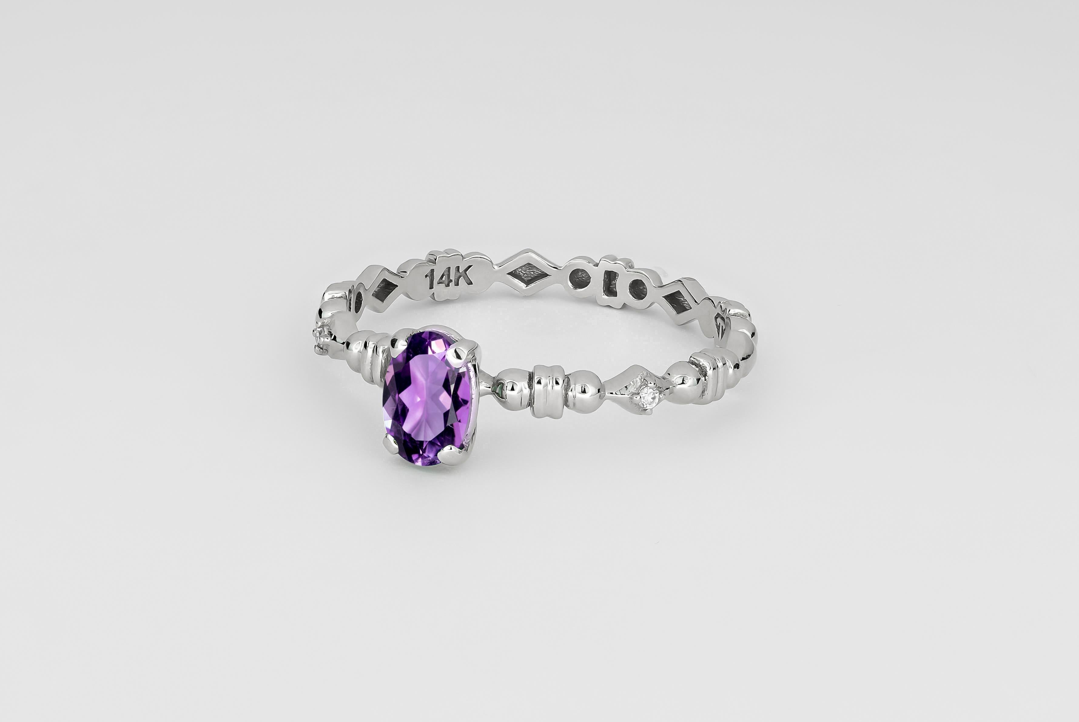 Modern Amethyst engagement ring. For Sale
