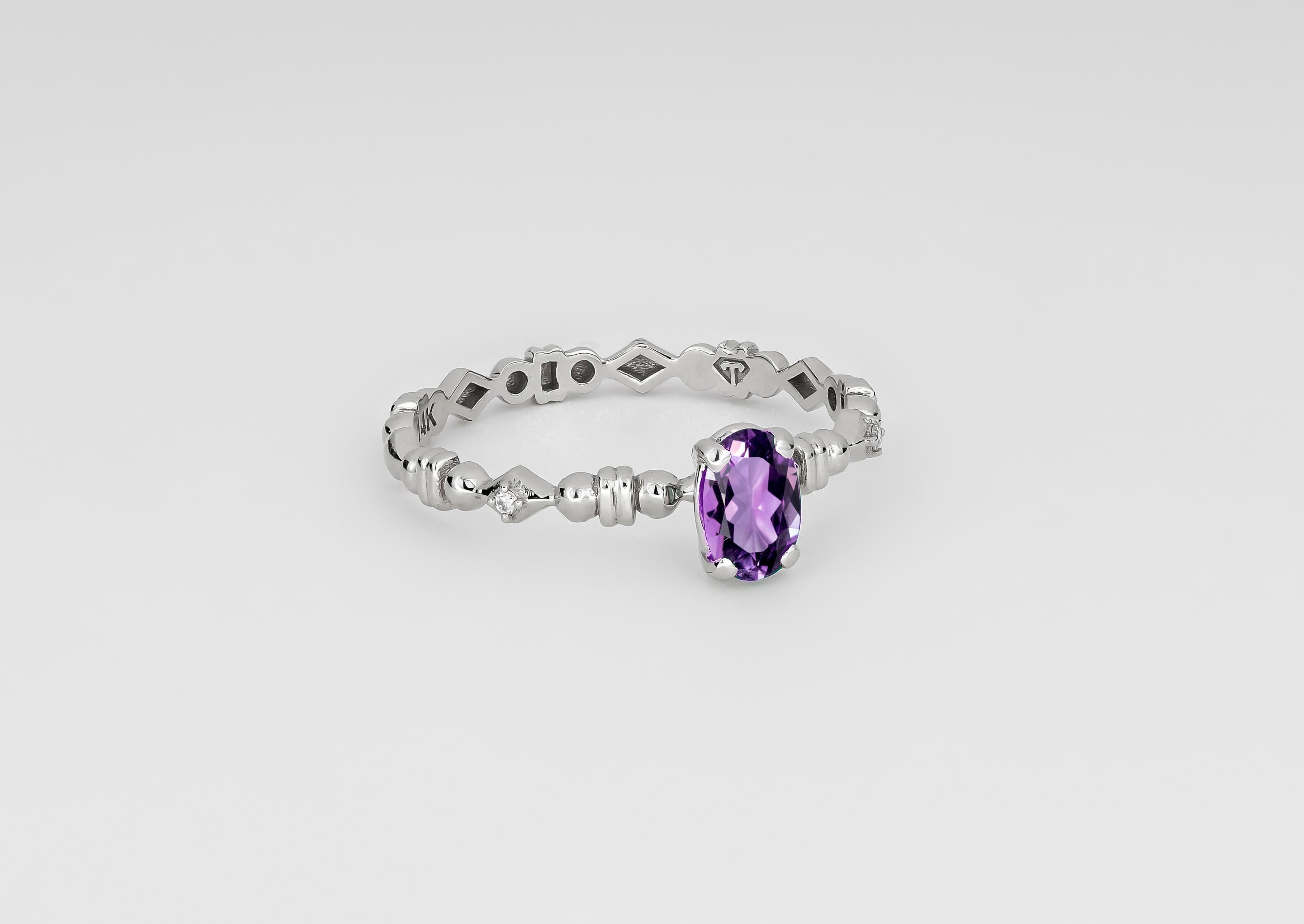 For Sale:  Amethyst Engagement Ring, Oval Amethyst Ring, 14k Gold Ring with Amethyst 4