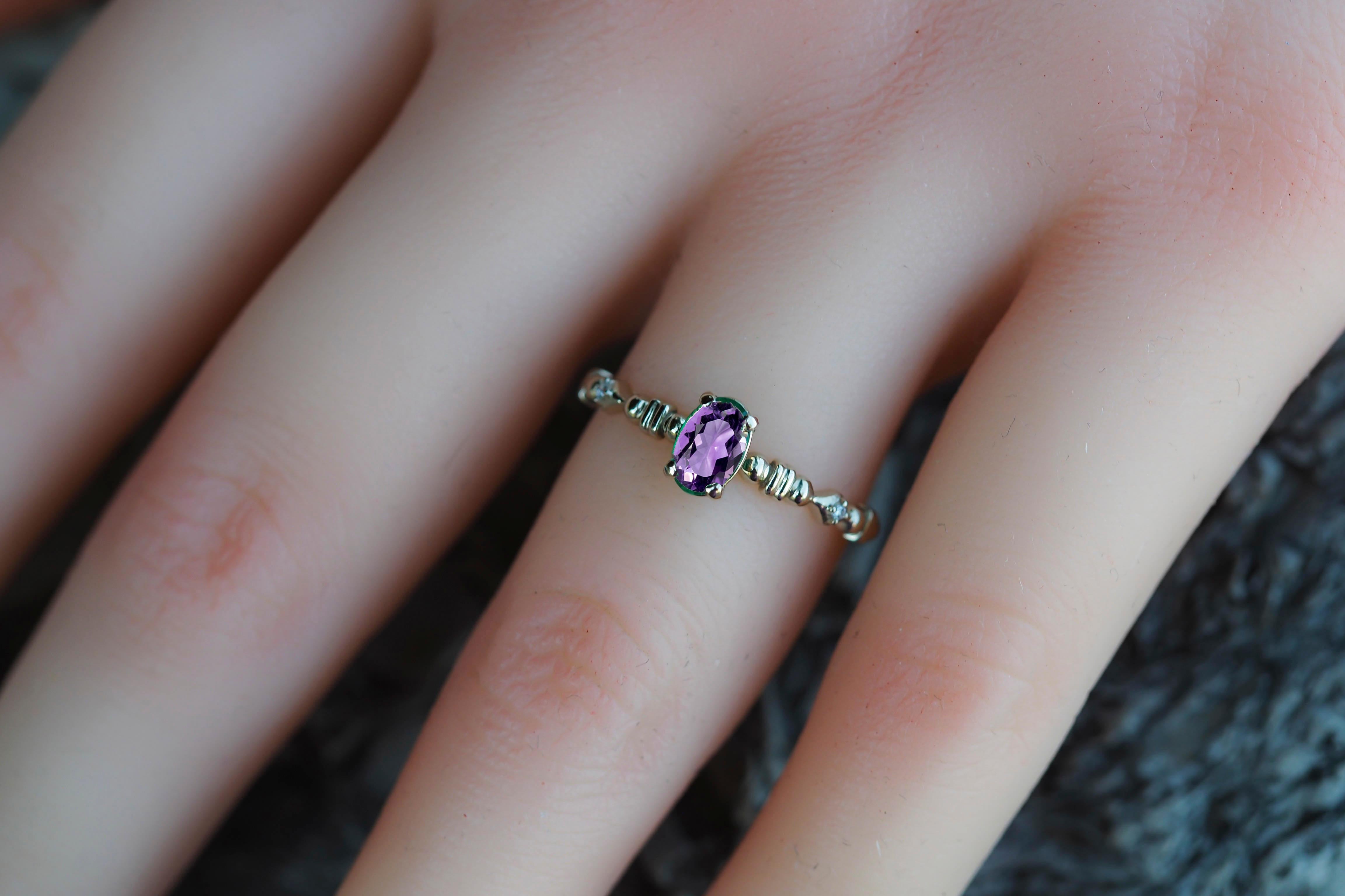 For Sale:  Amethyst Engagement Ring, Oval Amethyst Ring, 14k Gold Ring with Amethyst 6