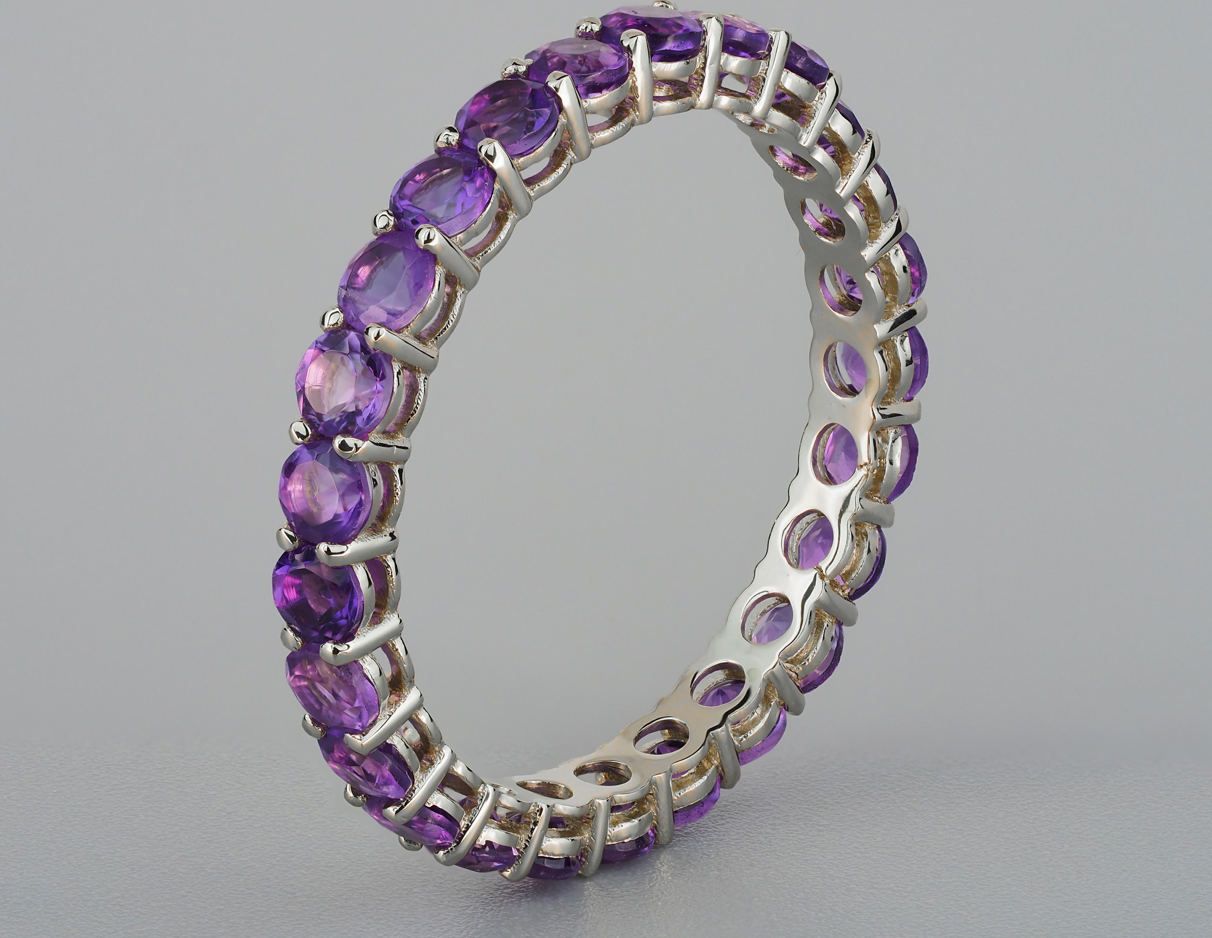 For Sale:  Amethyst eternity ring in 14k gold.  2