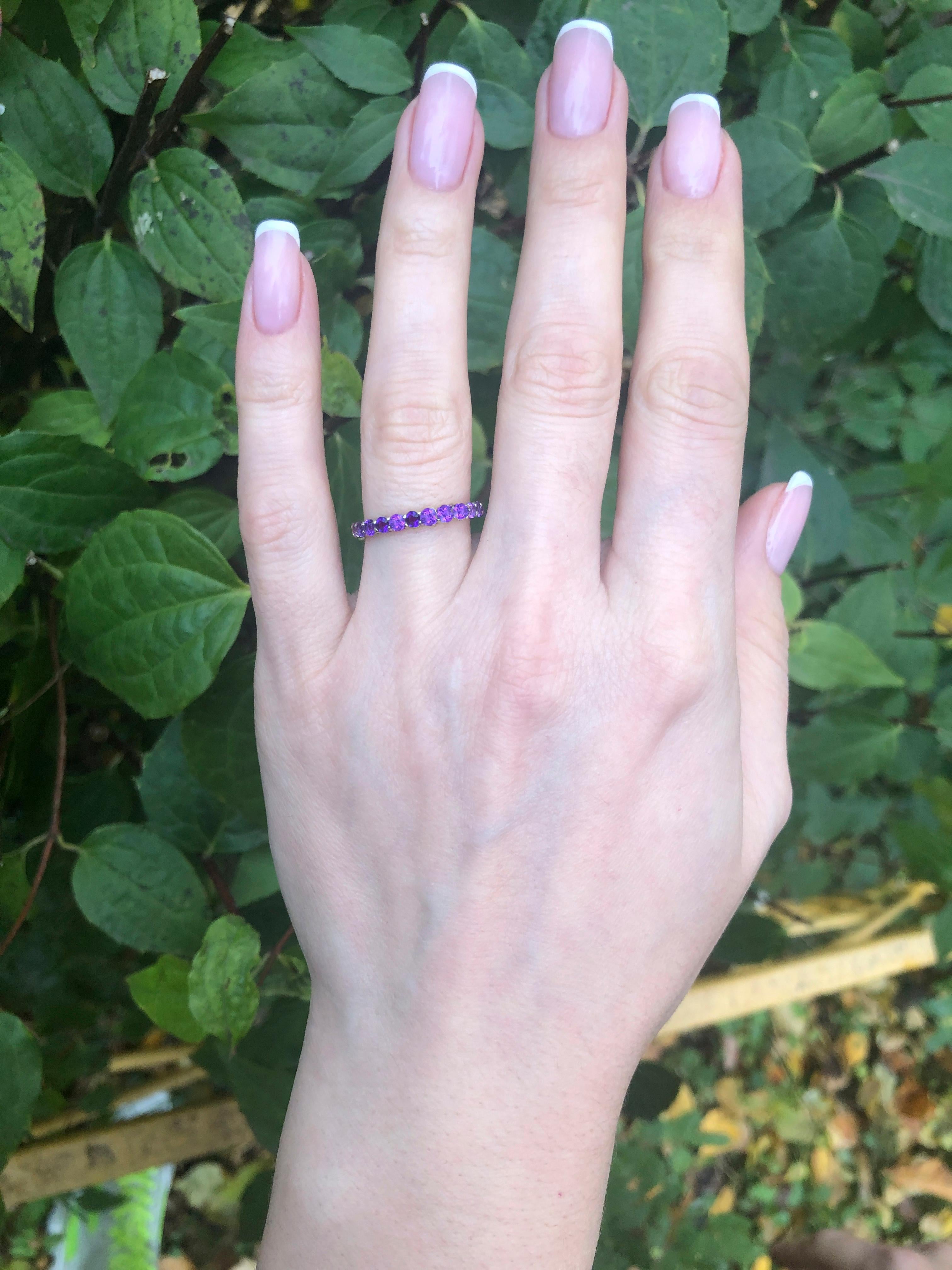 For Sale:  Amethyst eternity ring in 14k gold.  7