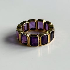 Amethyst Eternity ring size 6 natural deep purple amethyst ring 14KT gold