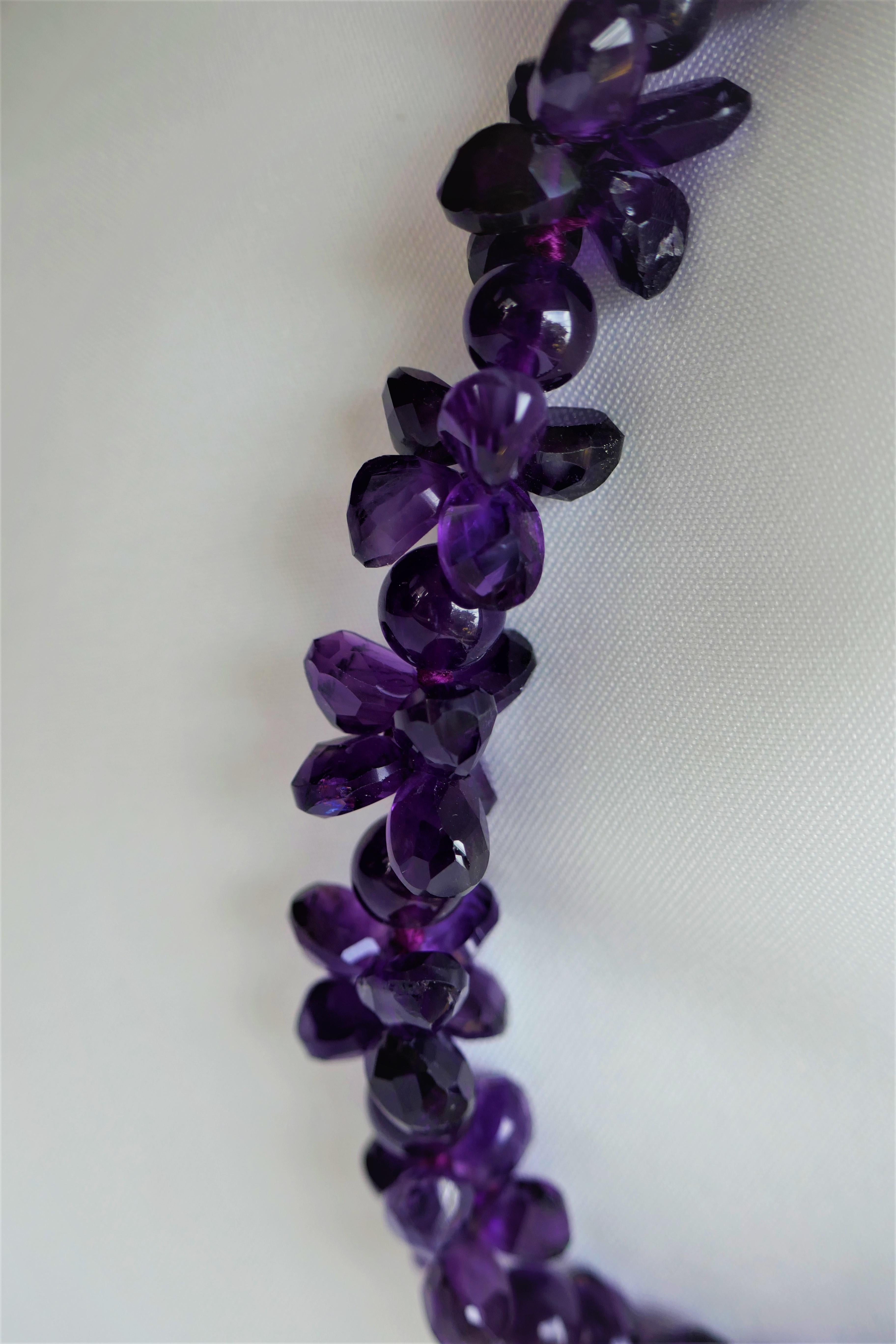 Contemporary Amethyst Exclusive Oxidized Silver Starfish Clasp Gemstome Necklace For Sale