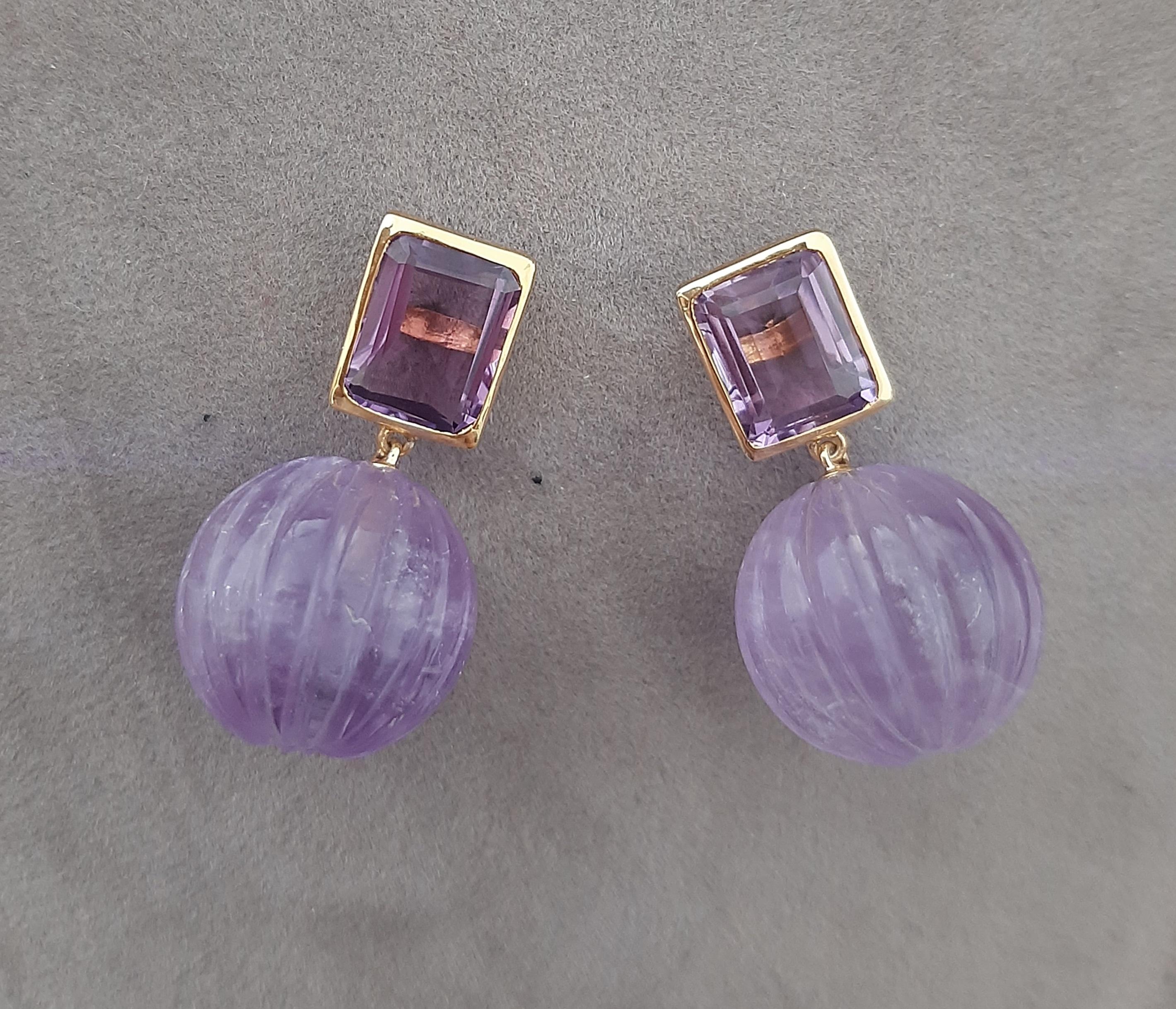 Amatista Facetada Forma Octogonal Amatista Tallada Cuentas Redondas Oro Amarillo Macizo 14k en venta 4