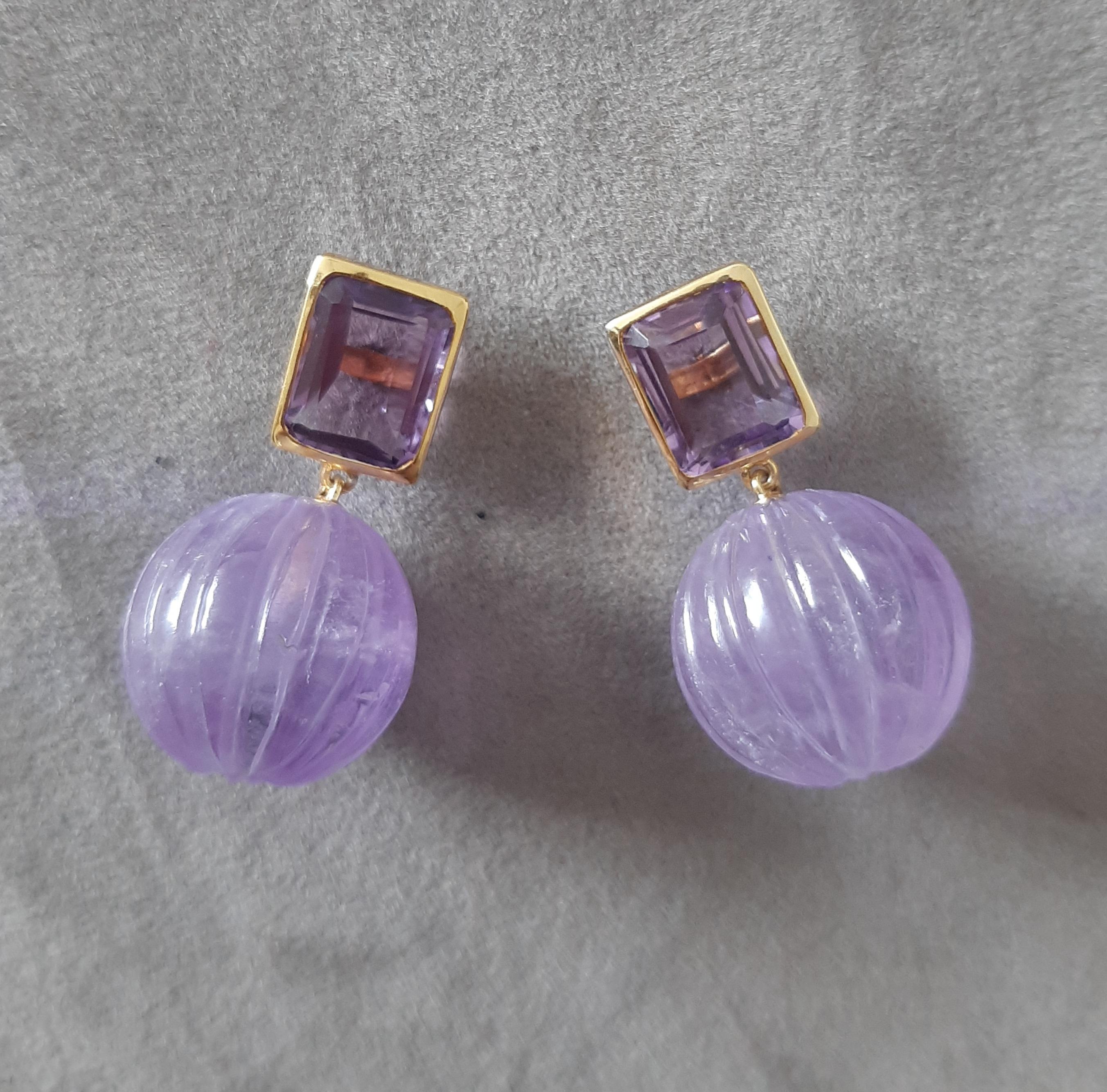 Amatista Facetada Forma Octogonal Amatista Tallada Cuentas Redondas Oro Amarillo Macizo 14k en venta 5