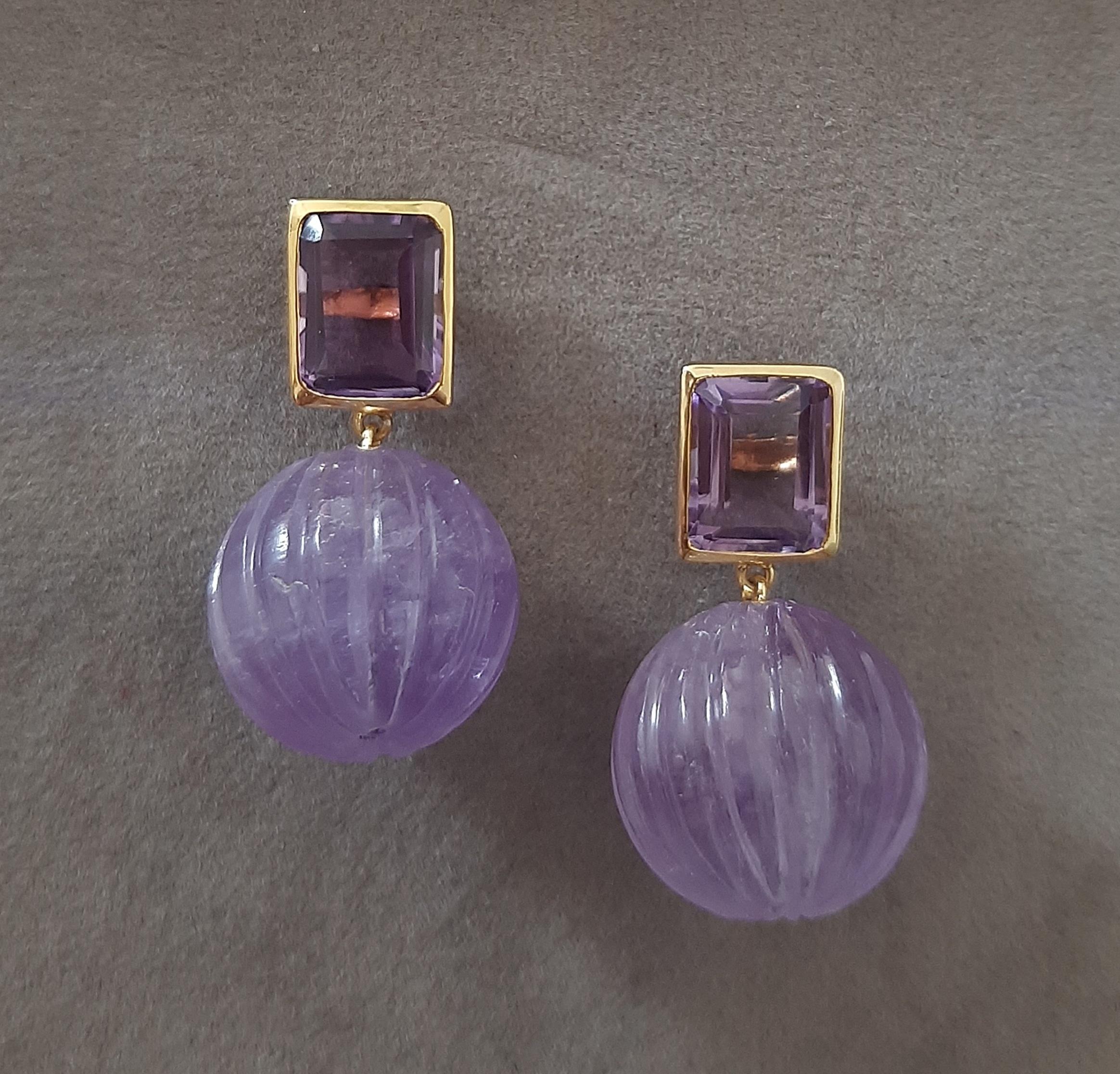 Amatista Facetada Forma Octogonal Amatista Tallada Cuentas Redondas Oro Amarillo Macizo 14k en venta 6