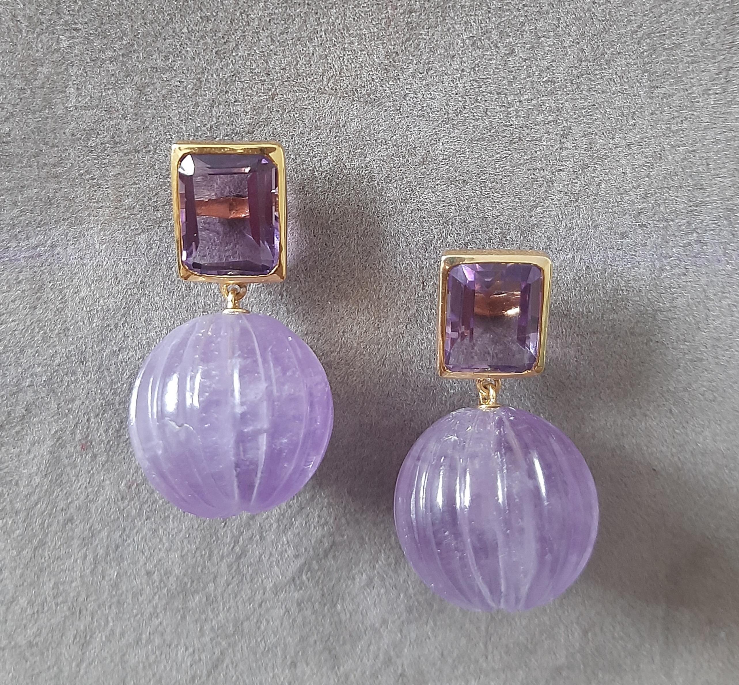 Amatista Facetada Forma Octogonal Amatista Tallada Cuentas Redondas Oro Amarillo Macizo 14k en venta 7