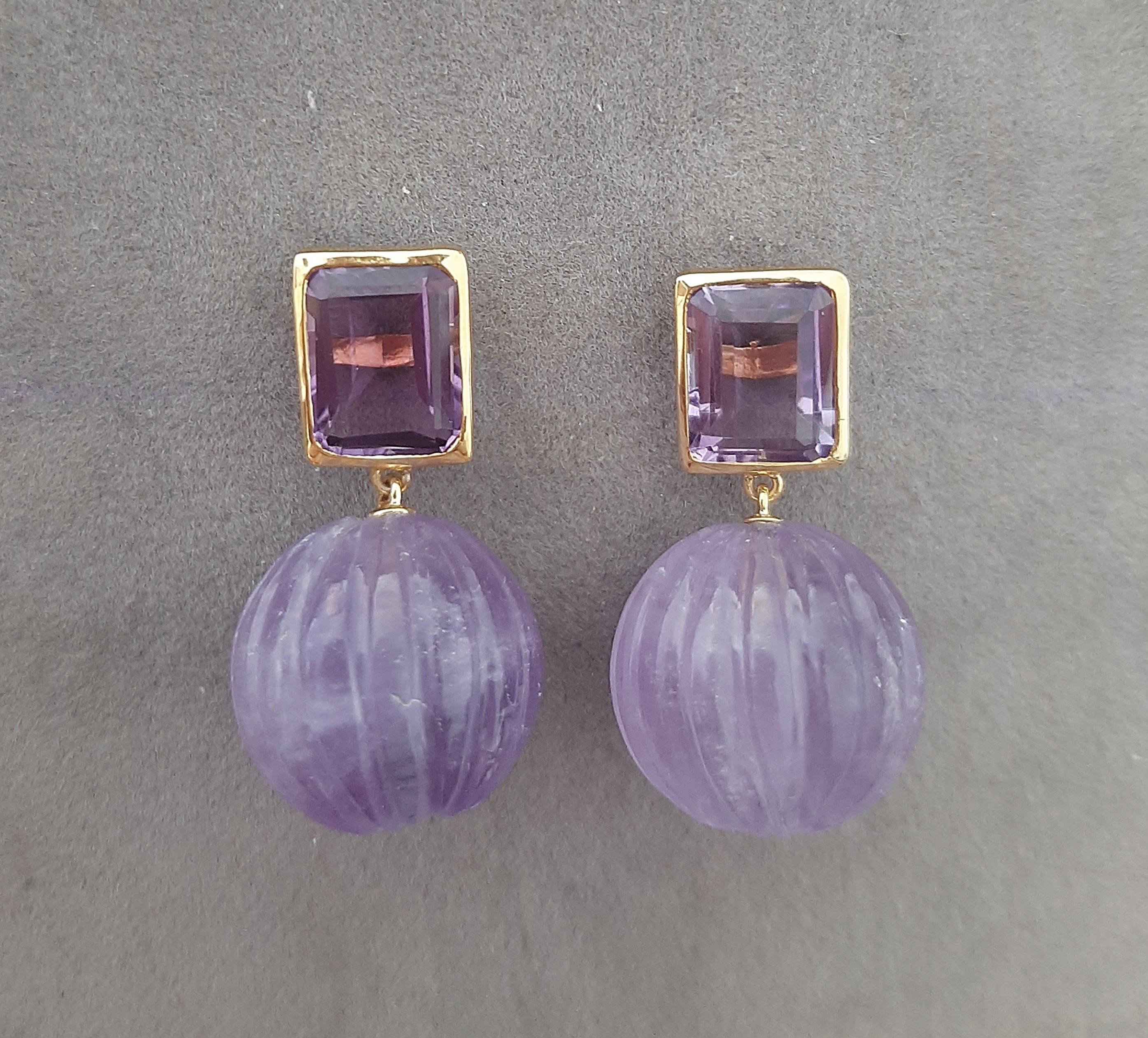 Amatista Facetada Forma Octogonal Amatista Tallada Cuentas Redondas Oro Amarillo Macizo 14k en venta 8