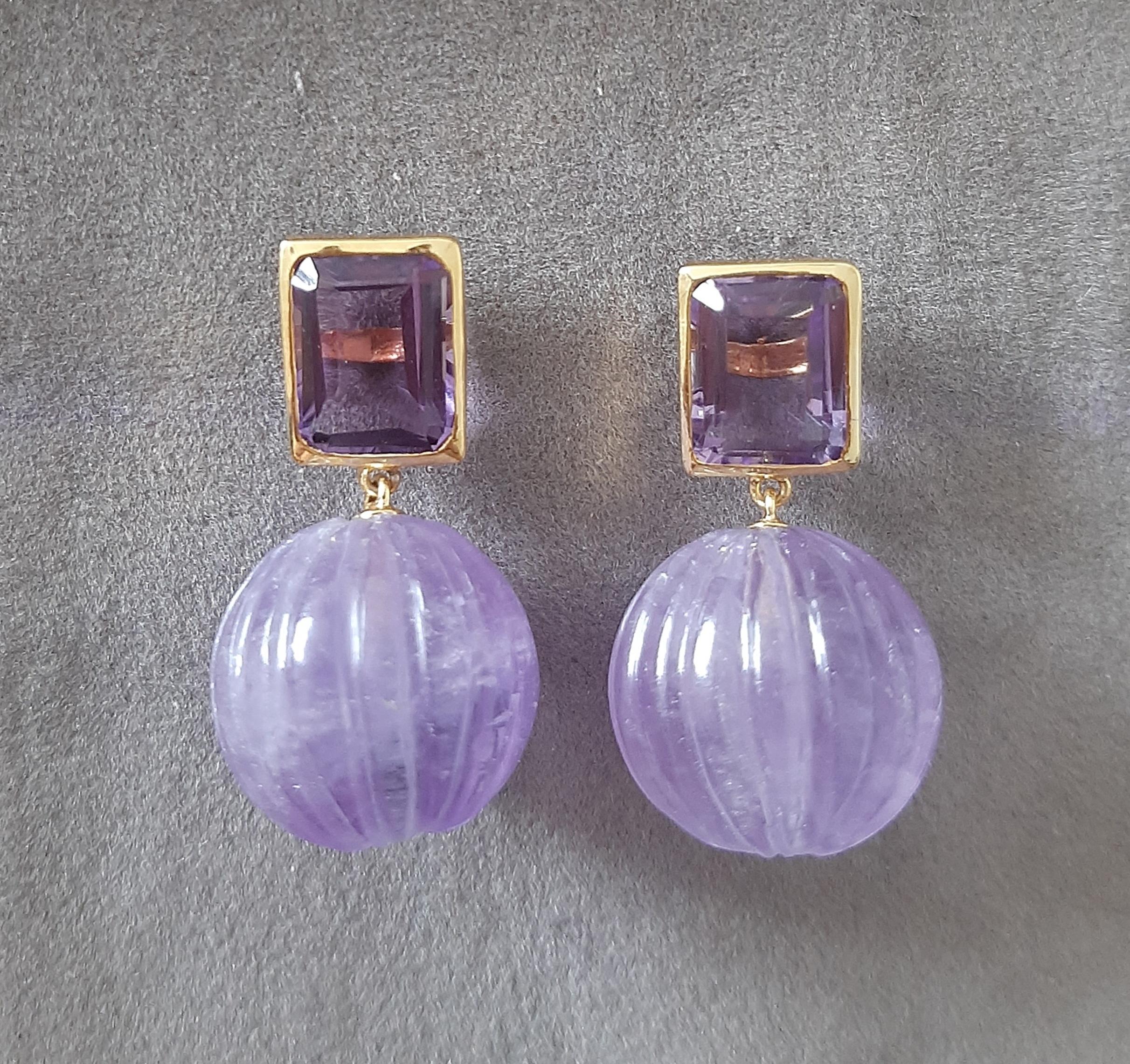 Amatista Facetada Forma Octogonal Amatista Tallada Cuentas Redondas Oro Amarillo Macizo 14k en venta 9