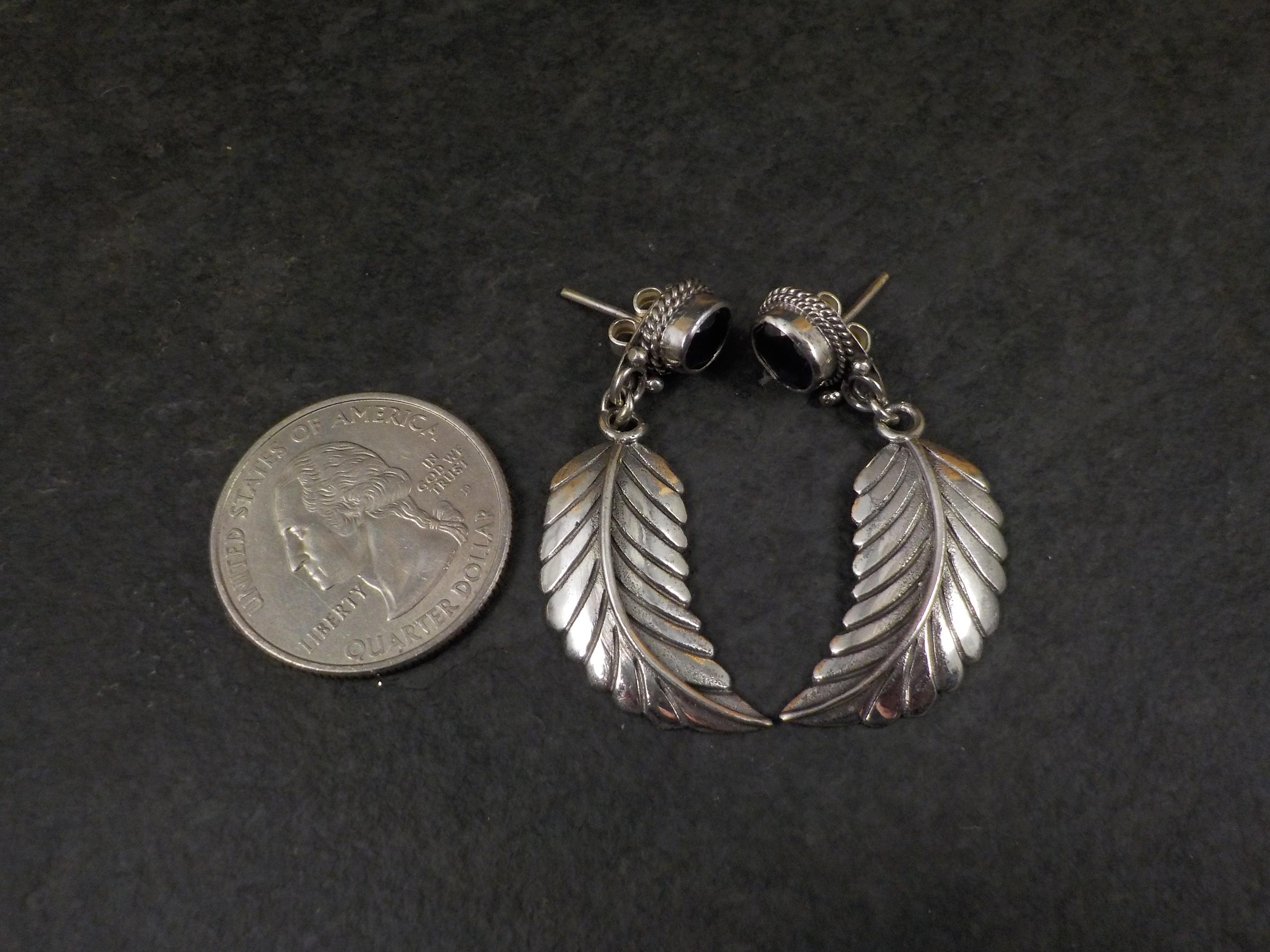 Oval Cut Amethyst Feather Earrings Sterling Silver For Sale