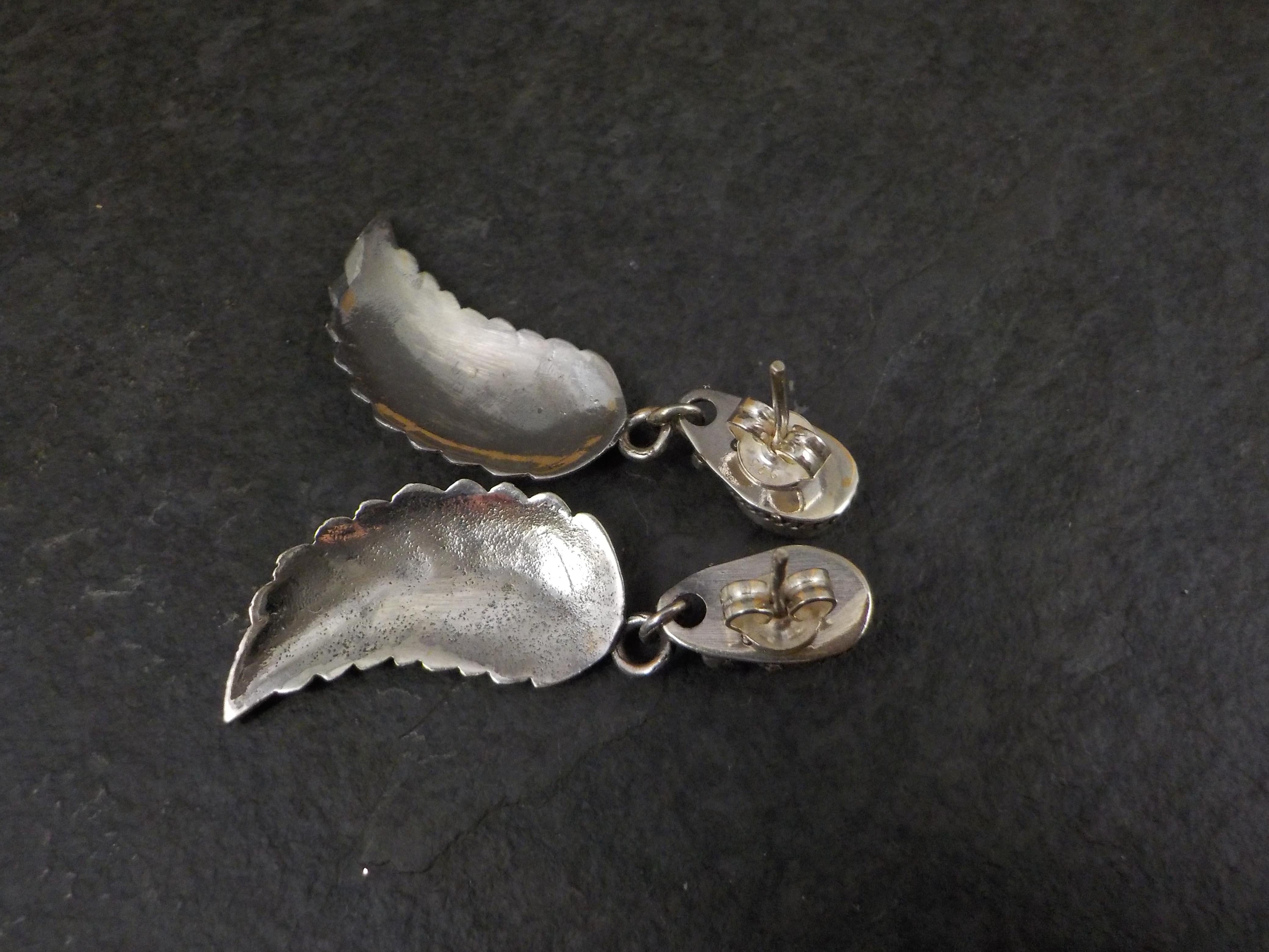 Women's Amethyst Feather Earrings Sterling Silver For Sale