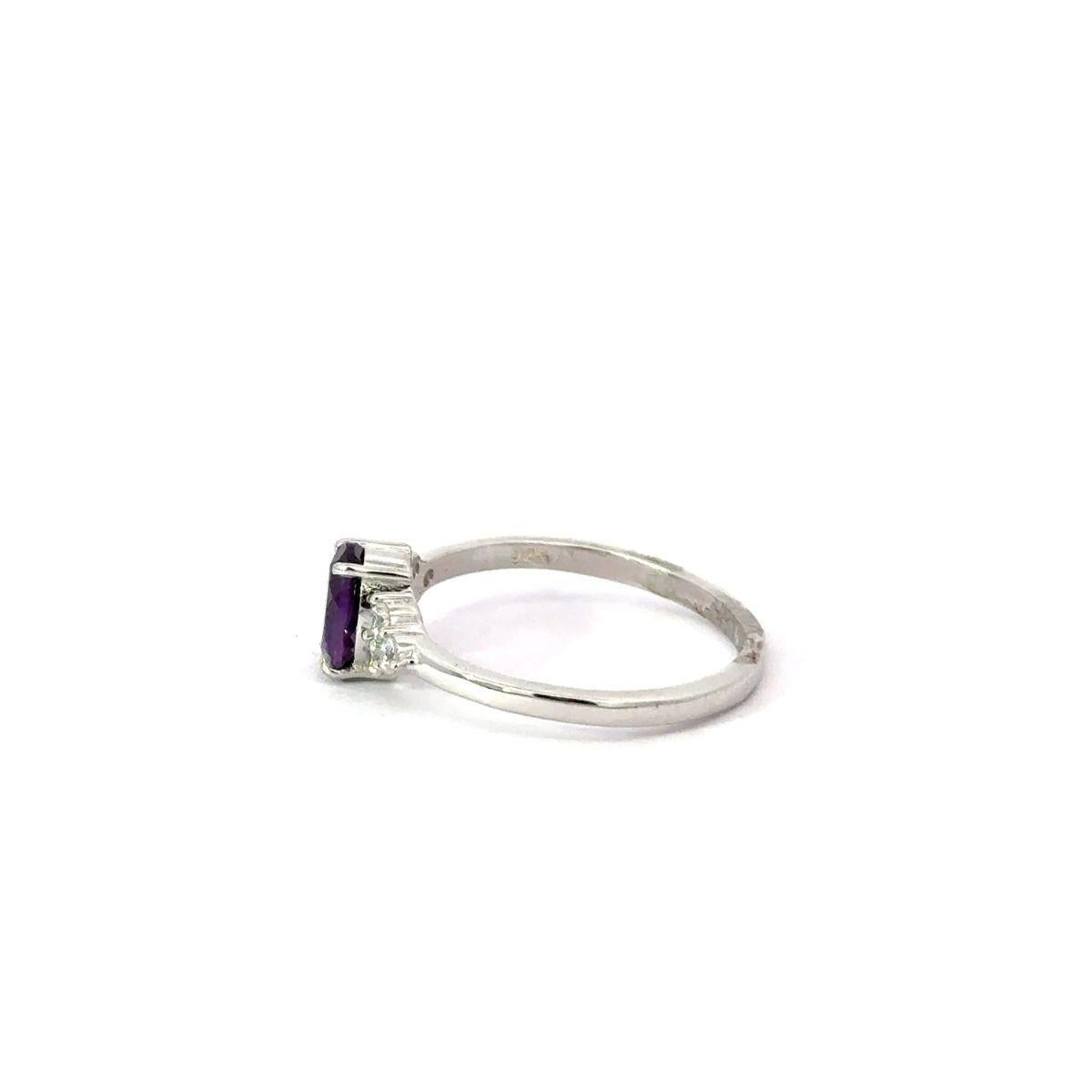For Sale:  February Amethyst Birthstone Single Stone Ring for Mom Gift in 925 Silver 3