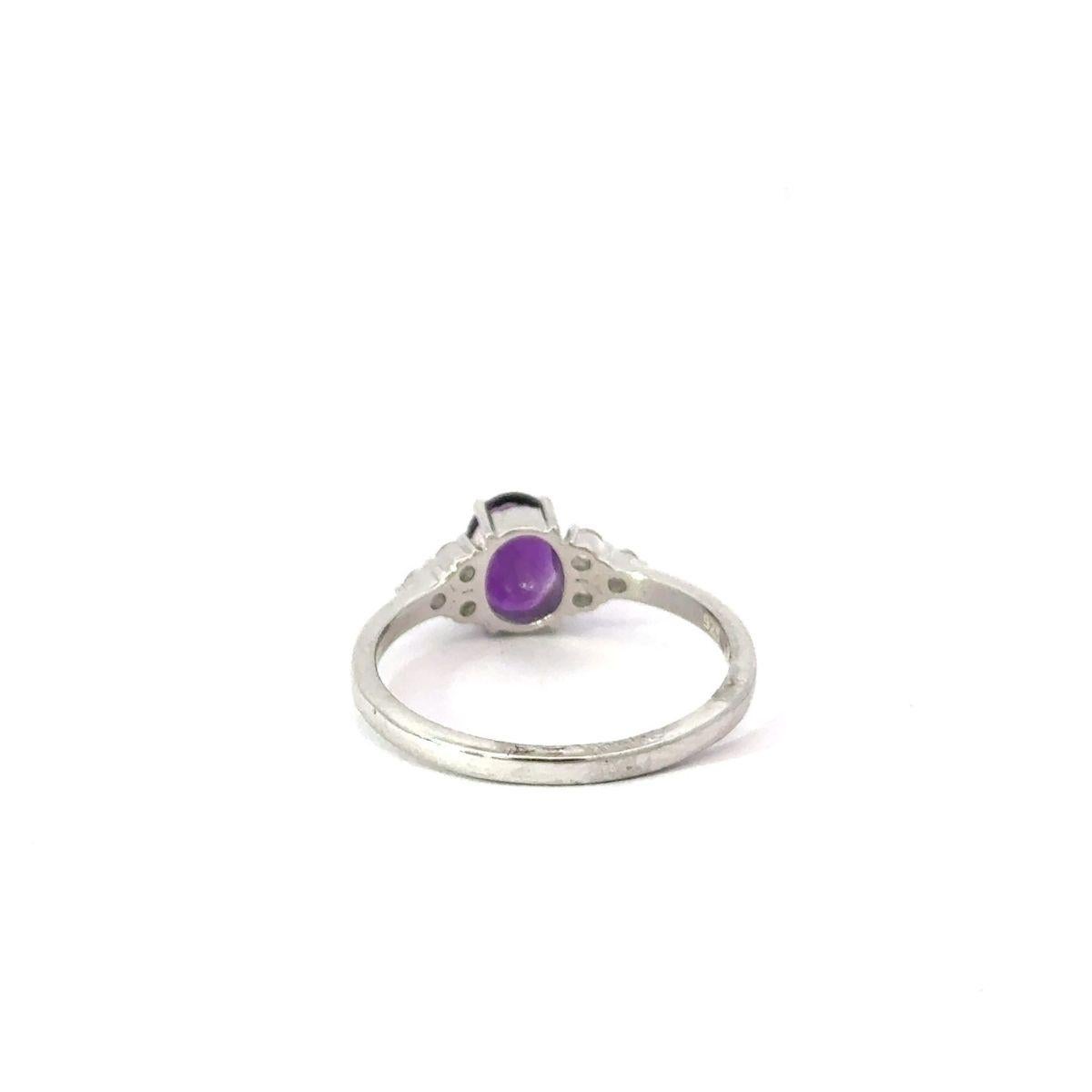 For Sale:  February Amethyst Birthstone Single Stone Ring for Mom Gift in 925 Silver 7