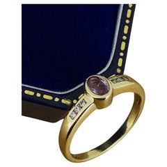 Amethyst - February Birthstone - Bezel Set Diamond Dress Ring in 9K Yellow Gold