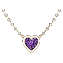 Amethyst February Birthstone Diamond Heart Choker 14K Gold by Meghna Jewels