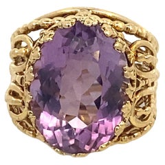 Amethyst Filigree Yellow Gold Ring