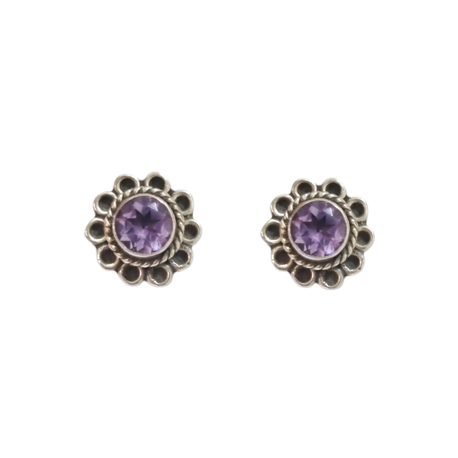 Amethyst floral earrings In New Condition For Sale In Vadgam, GJ