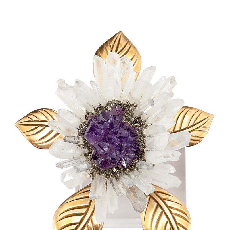 Contemporary Amethyst Flower Sculpture with Amethyst and Minerals Stones