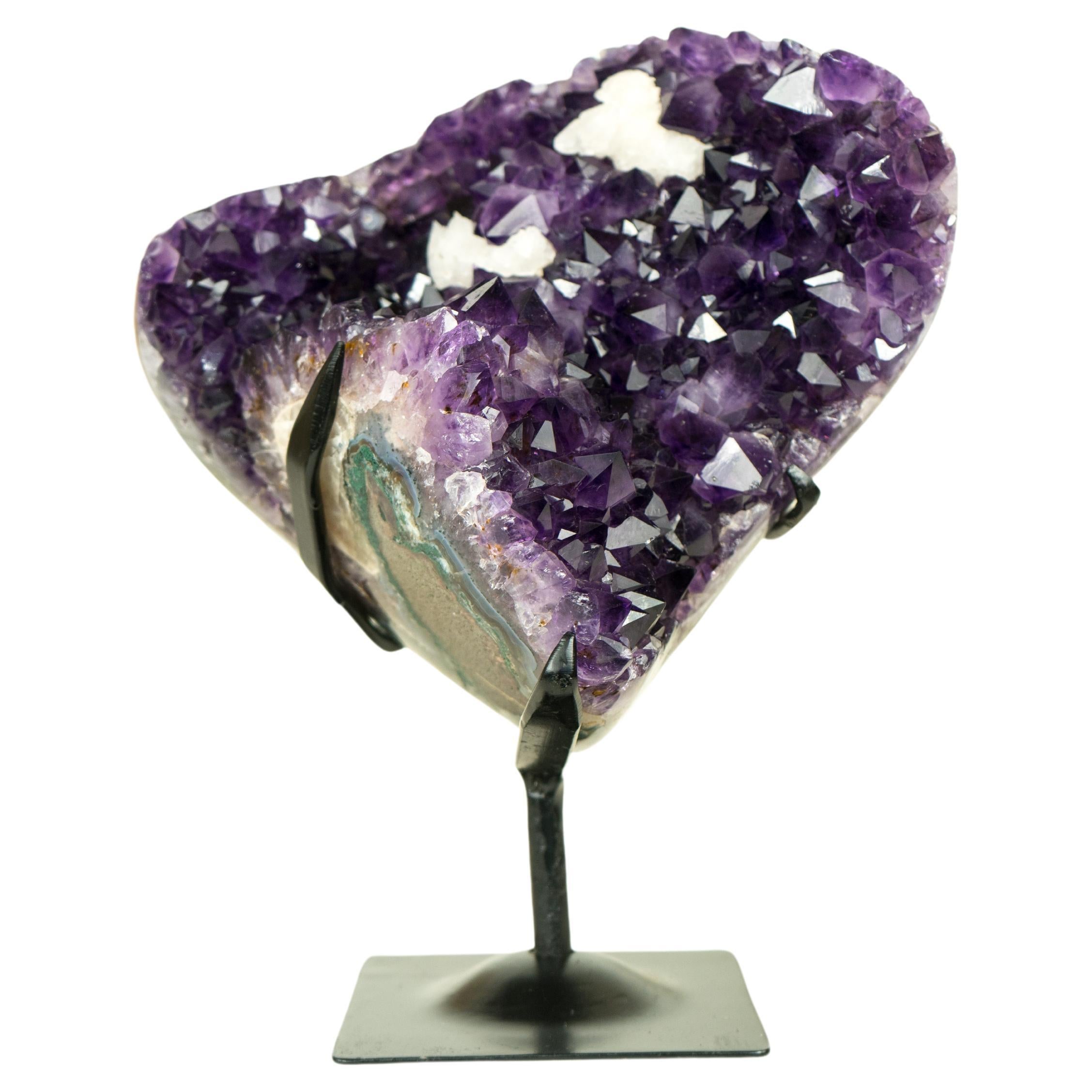 Amethyst Flower with Calcite Cluster with Deep Purple Amethyst For Sale