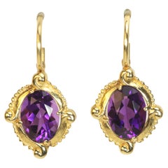 Boucles d'oreilles « Four Winds » en or jaune 14 carats avec améthyste de Bracken Jewelers