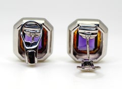 Amethyst-Clip-Ohrringe aus 18 Karat Weiß- und Gelbgold