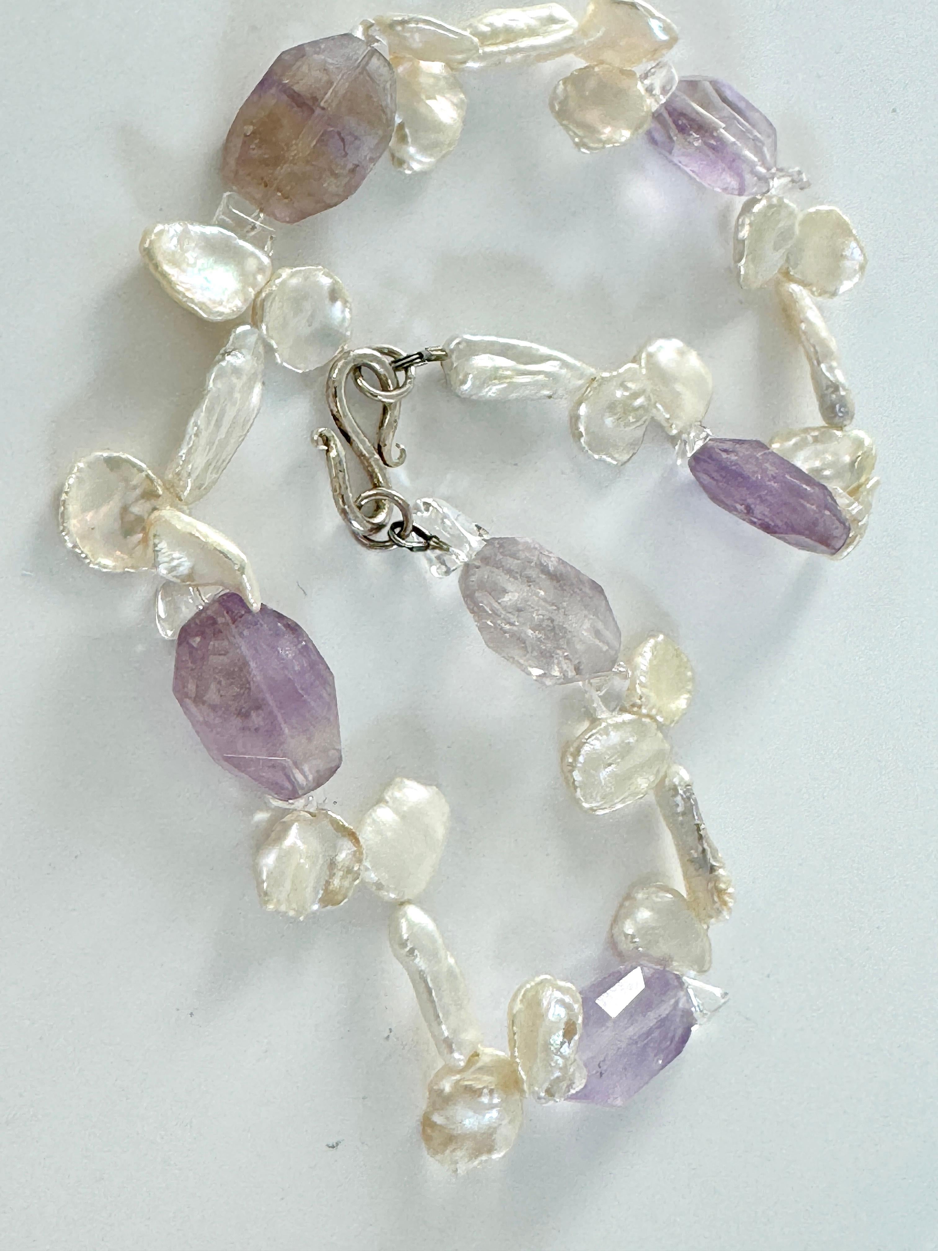 Collana di perle barocche Keshi d'acqua dolce con ametista In condizioni Nuovo in vendita a Lake Worth, FL