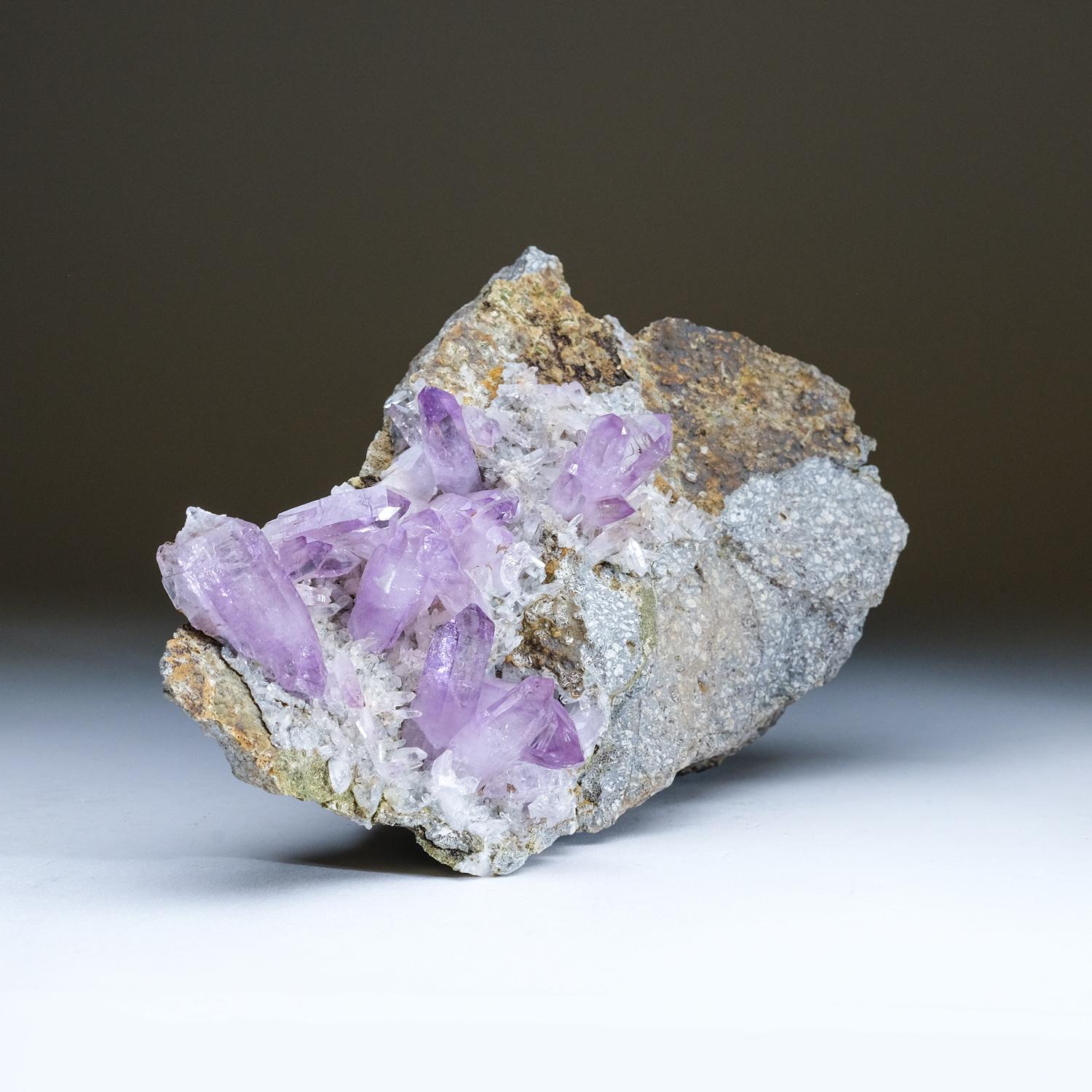 Bellissimo esemplare proveniente da Piedra Parada, Las Vigas de Ramirez, Veracruz, Messico. Formazione parallela di cristalli di ametista con grande trasparenza e ricco colore viola con zonazione fantasma ben definita. I cristalli sono completamente