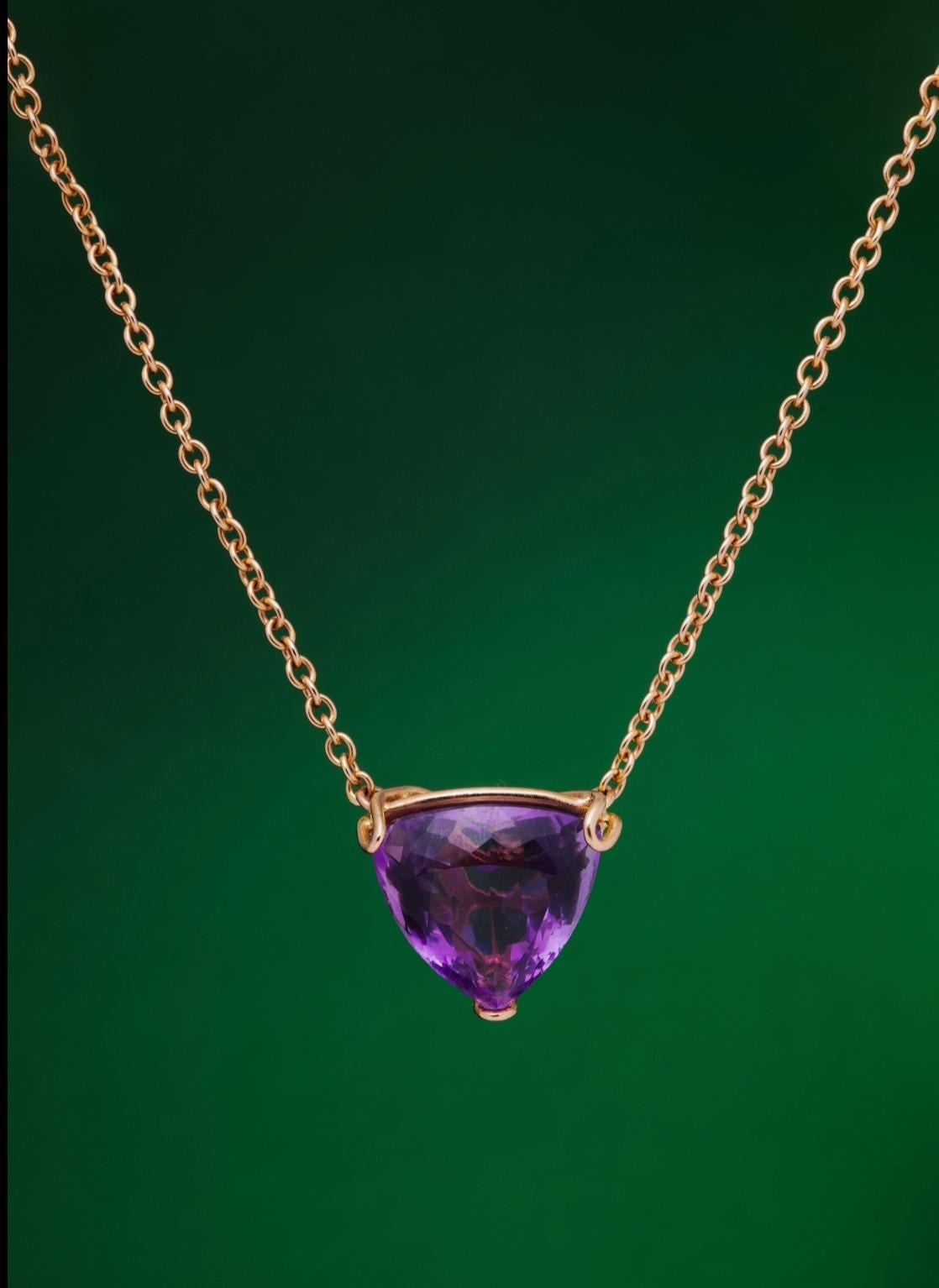 Amethyst Galaxy Pendant Necklace in 18k Rose Gold In New Condition For Sale In Miami, FL