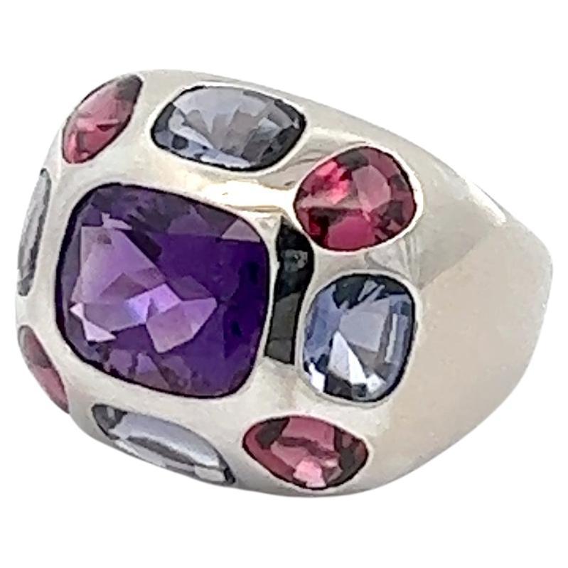 Amethyst, Garnet and Iolite, 18k white gold ring by Chanel For Sale