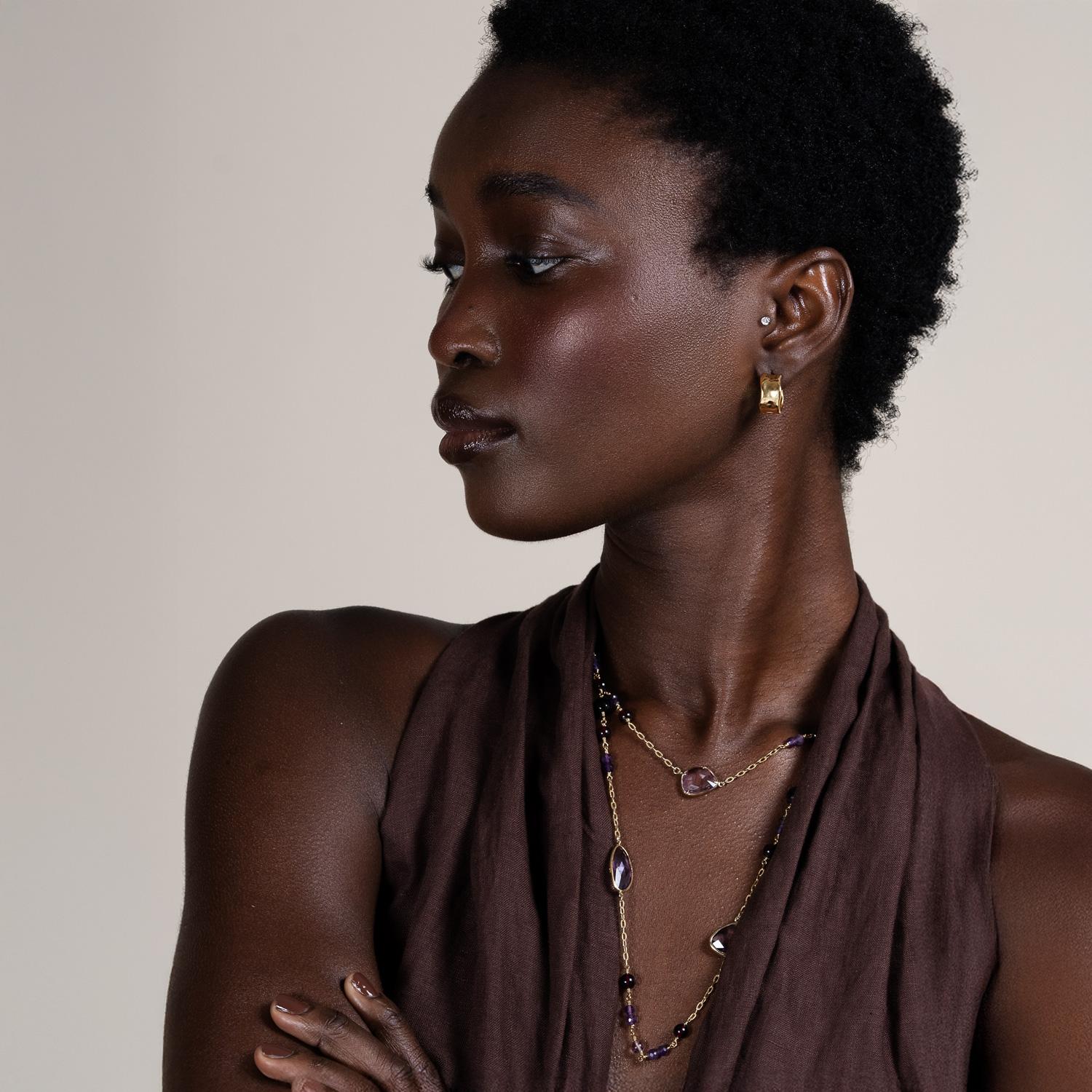 Collar Array Amatista, Granate y Ónix En Oro Vermeil en Nuevo estado para la venta en London, GB
