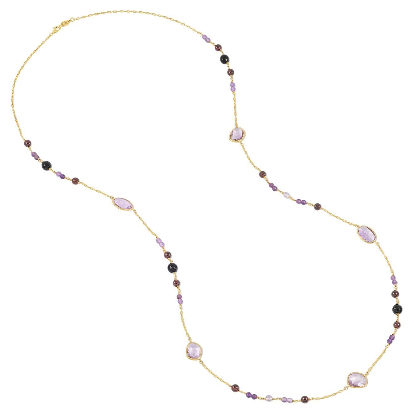 Collar Array Amatista, Granate y Ónix En Oro Vermeil en venta