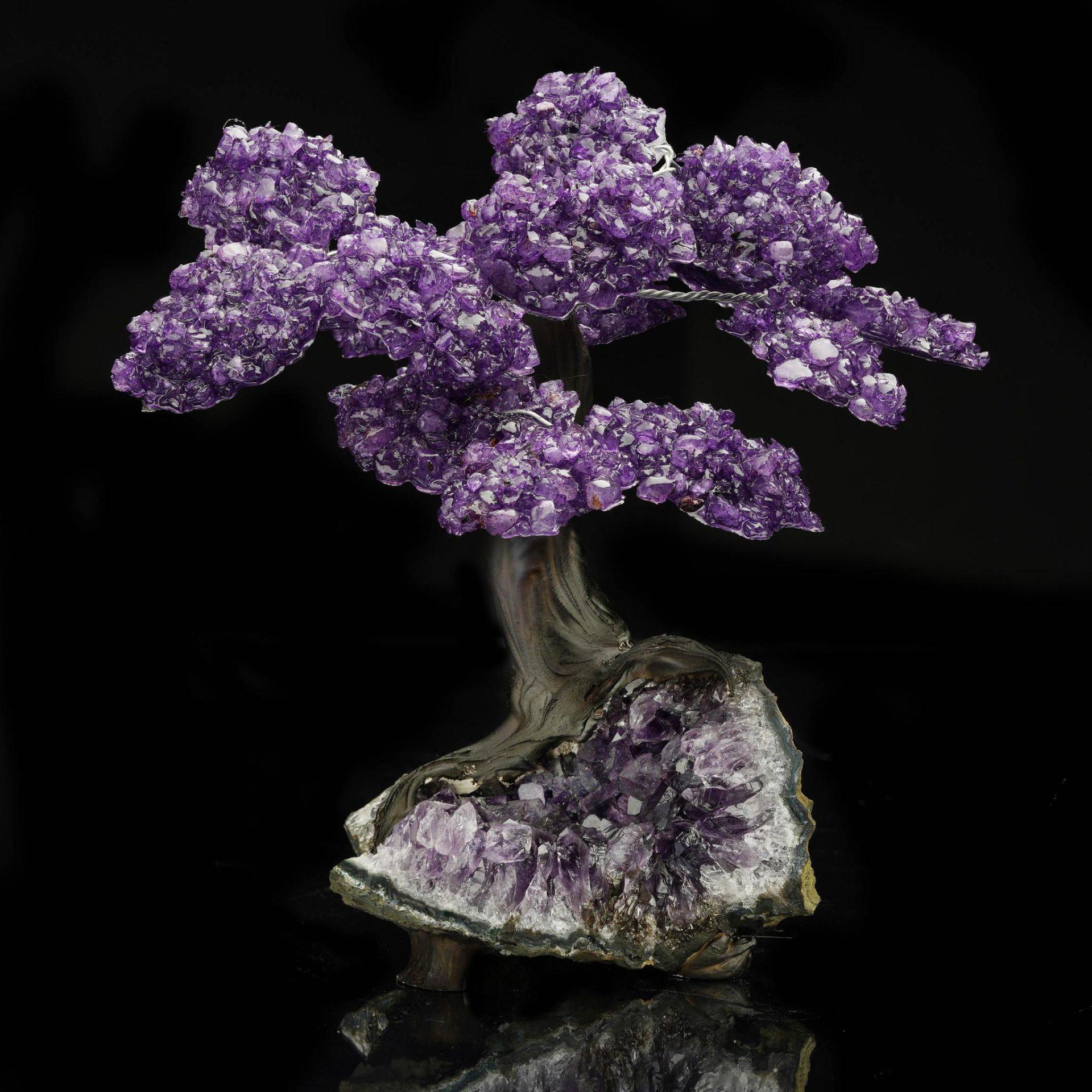 Amethyst Gem Tree on Amethyst Cluster Base For Sale 1