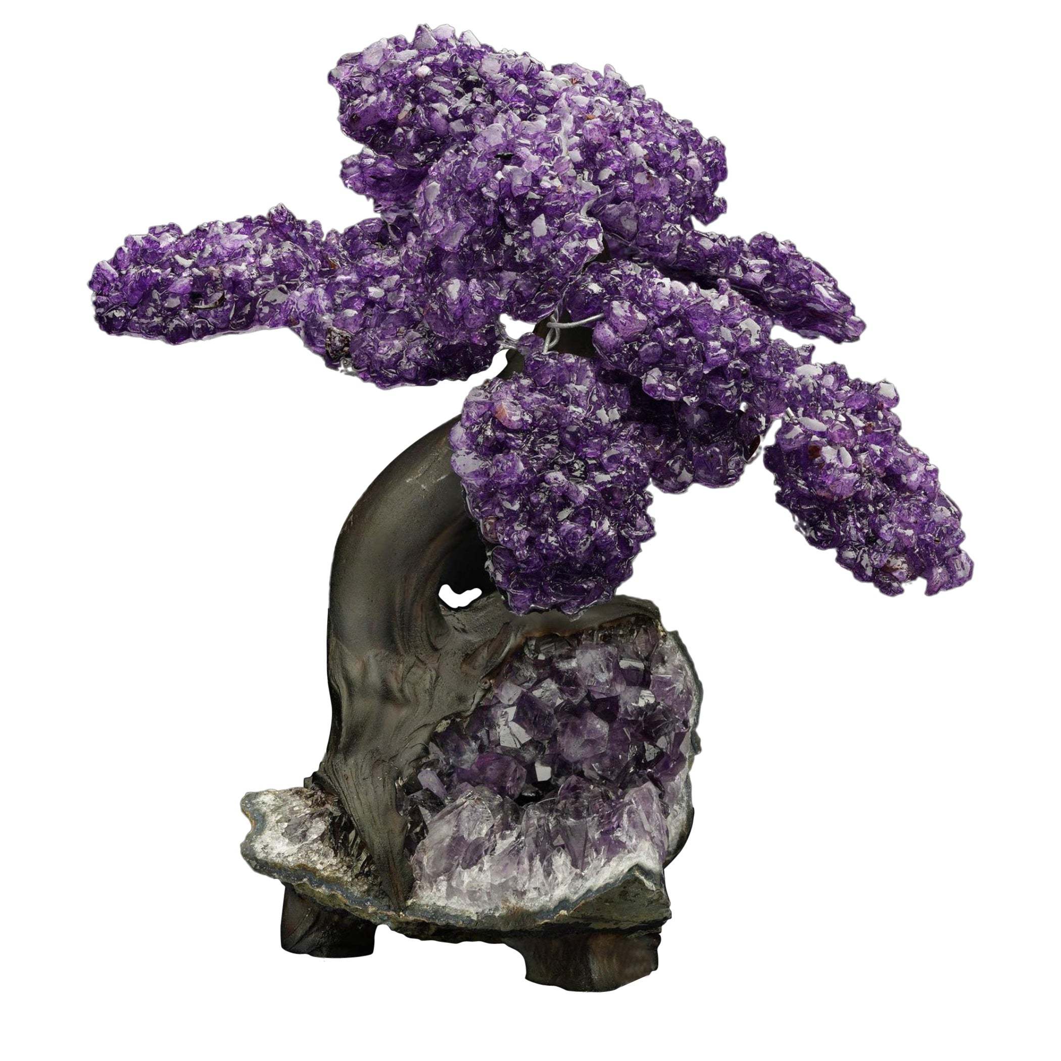 Amethyst Gem Tree on Amethyst Cluster Base For Sale