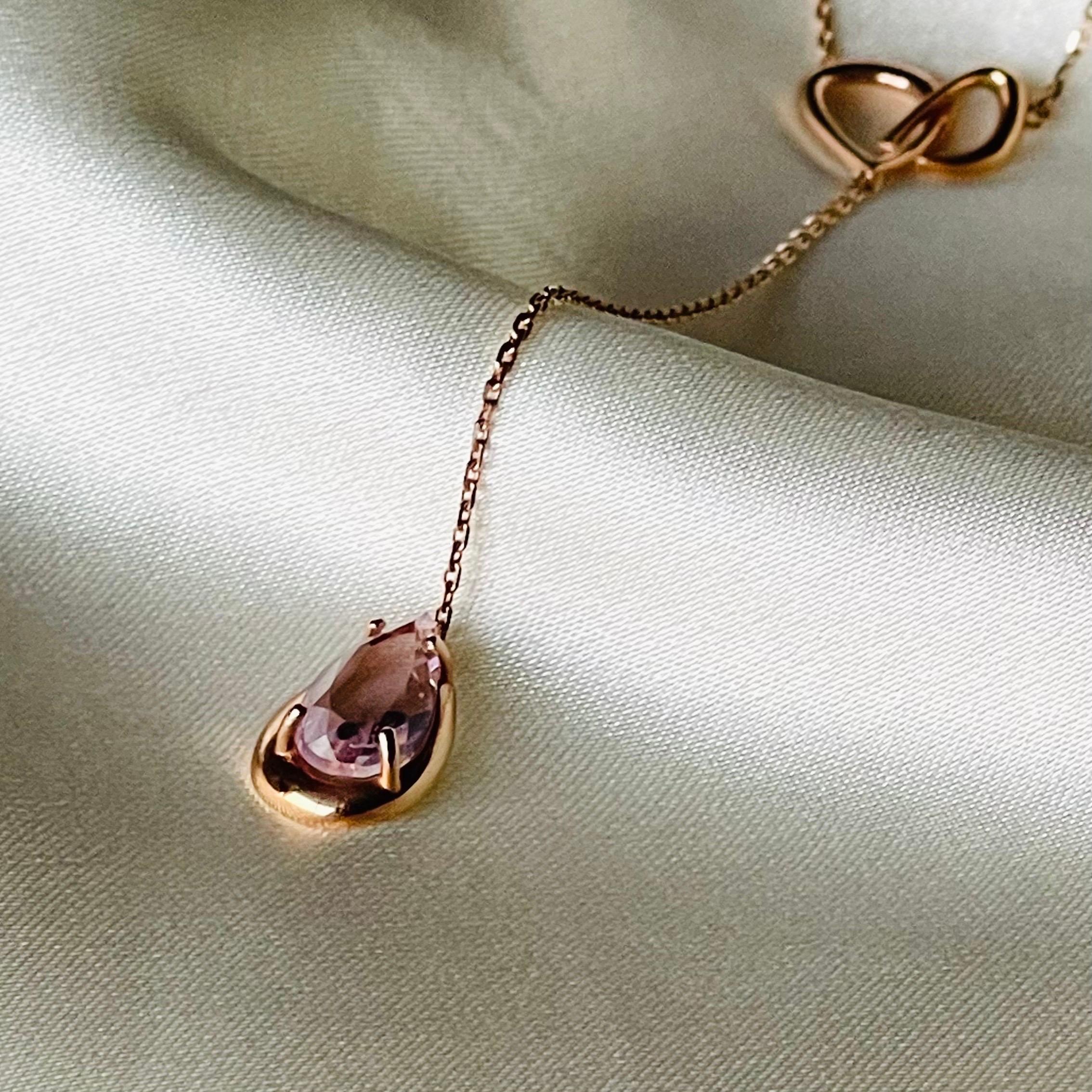 Collana Lariat in oro rosa 18 carati con gemma ametista In condizioni Nuovo in vendita a Ridgefield, CT