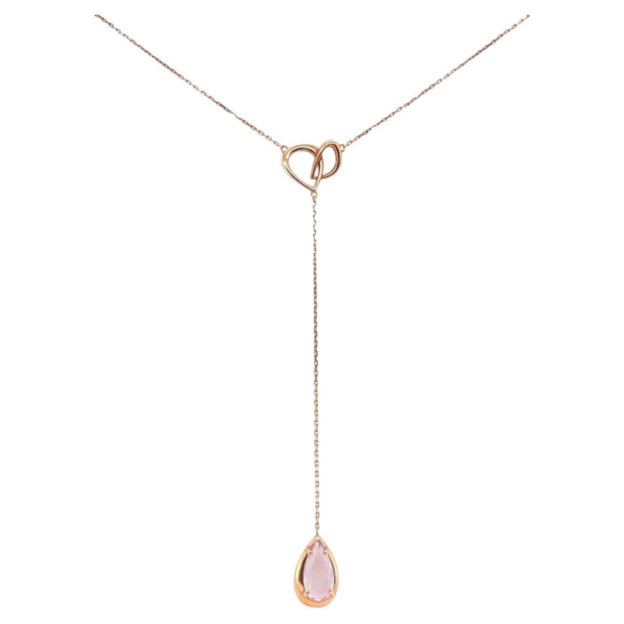 Amethyst Gemstone 18K Rose Gold Lariat Necklace