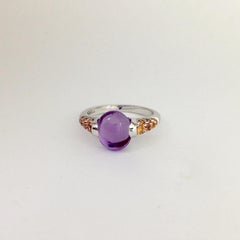 Hergestellt in Italien Amethyst Edelstein Orange Saphir 18 Karat Weißgold Ring