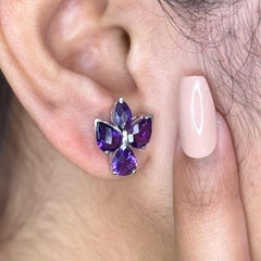 Natural Amethyst Gemstone Stud Earrings for Girlfriend Gift Made in 925 Silver