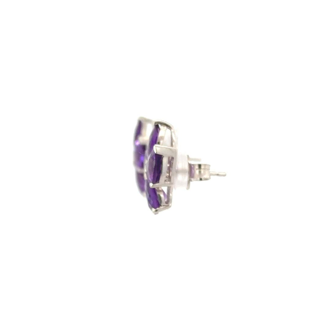 Amethyst Gemstone Stud Earrings for Girlfriend Gift Made in Silver For Mother In New Condition For Sale In New York, NY