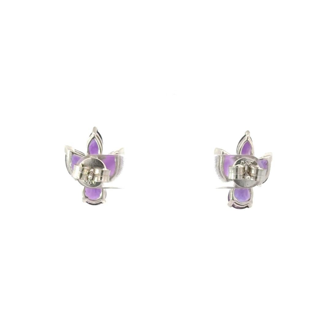 Amethyst Gemstone Stud Earrings for Girlfriend Gift Made in Silver For Mother For Sale 1