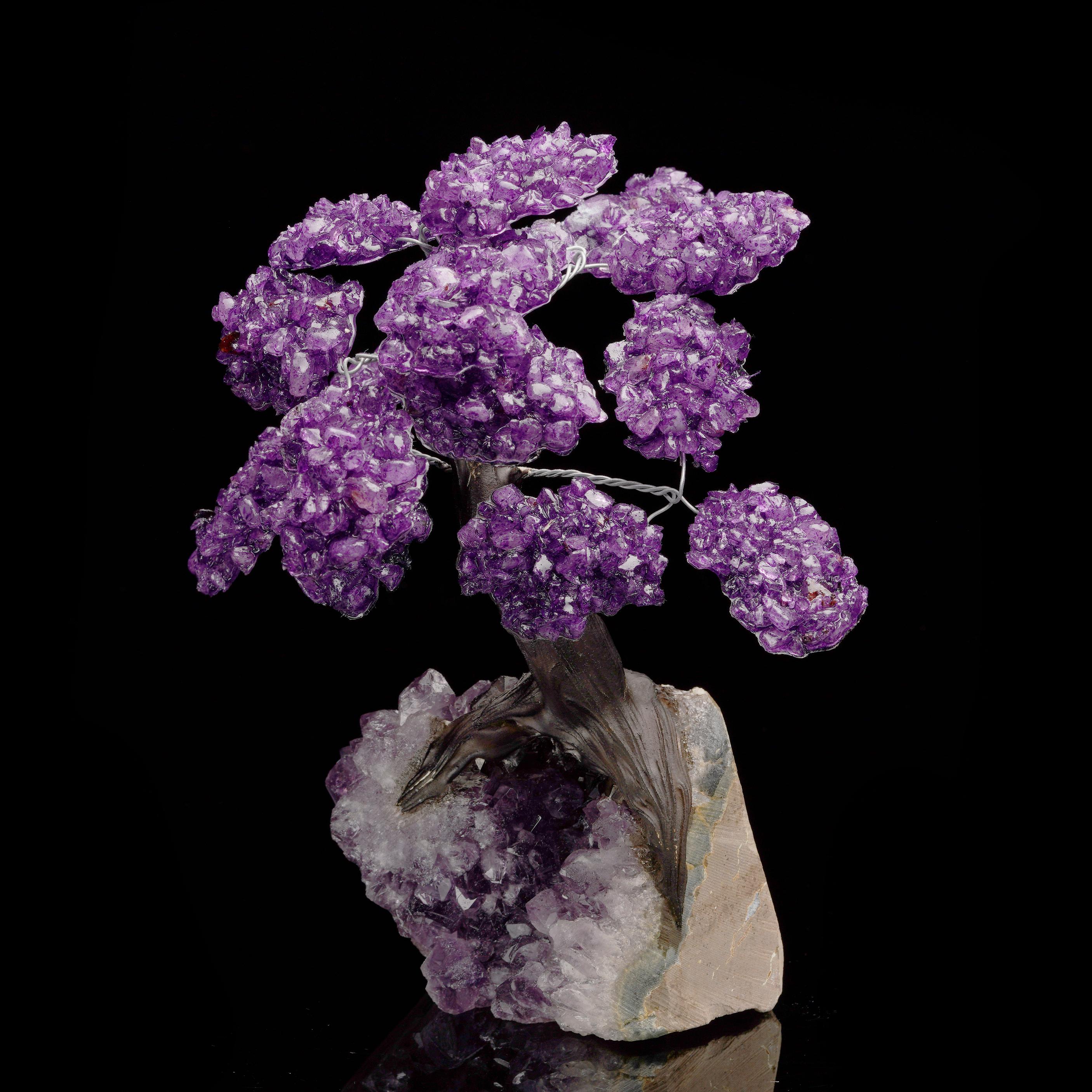 Amethyst Edelstein Baum auf Amethyst Cluster Basis (21. Jahrhundert und zeitgenössisch) im Angebot